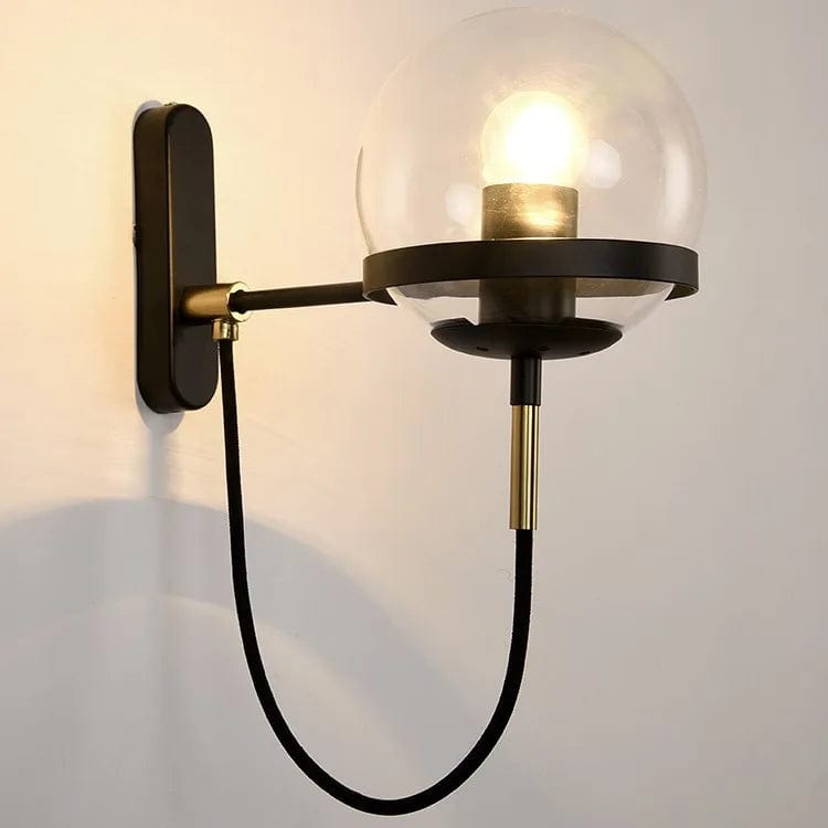 NOIR / TRANSPARENT Applique globe boule de verre