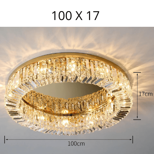 OR 100CM ( 16 LED ) / LUMIÈRE CHAUDE 3500K Plafonnier cristal led