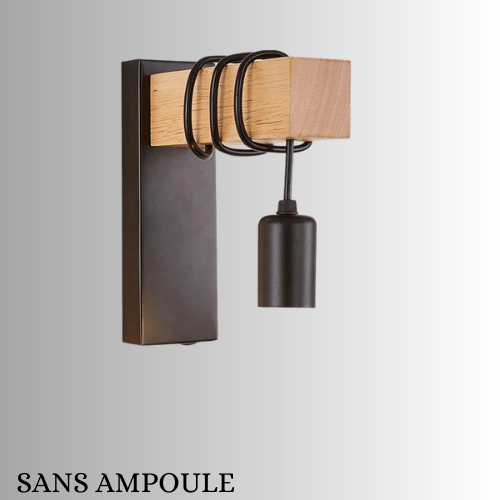 PAS D'AMPOULE Applique Mural Bois et Noir