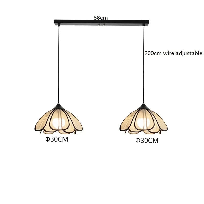 2 Heads 1 / 4W(MAX60W) Petite suspension en tissu | Flora