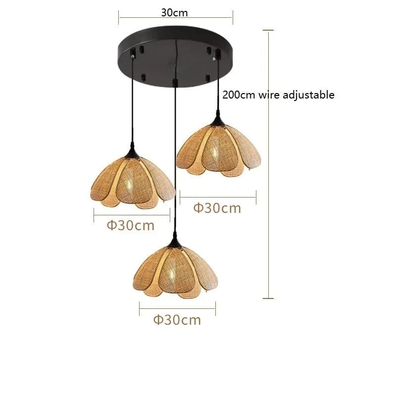 3 Heads 1 / 4W(MAX60W) Petite suspension en tissu | Flora