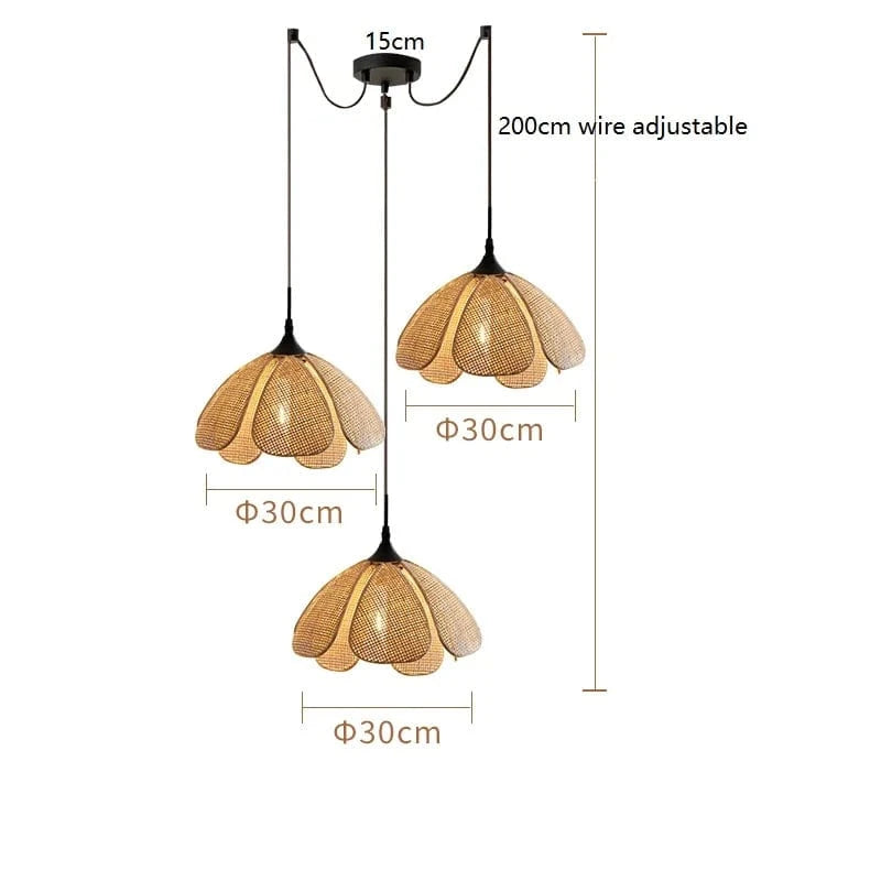 3 Heads 2 / 4W(MAX60W) Petite suspension en tissu | Flora