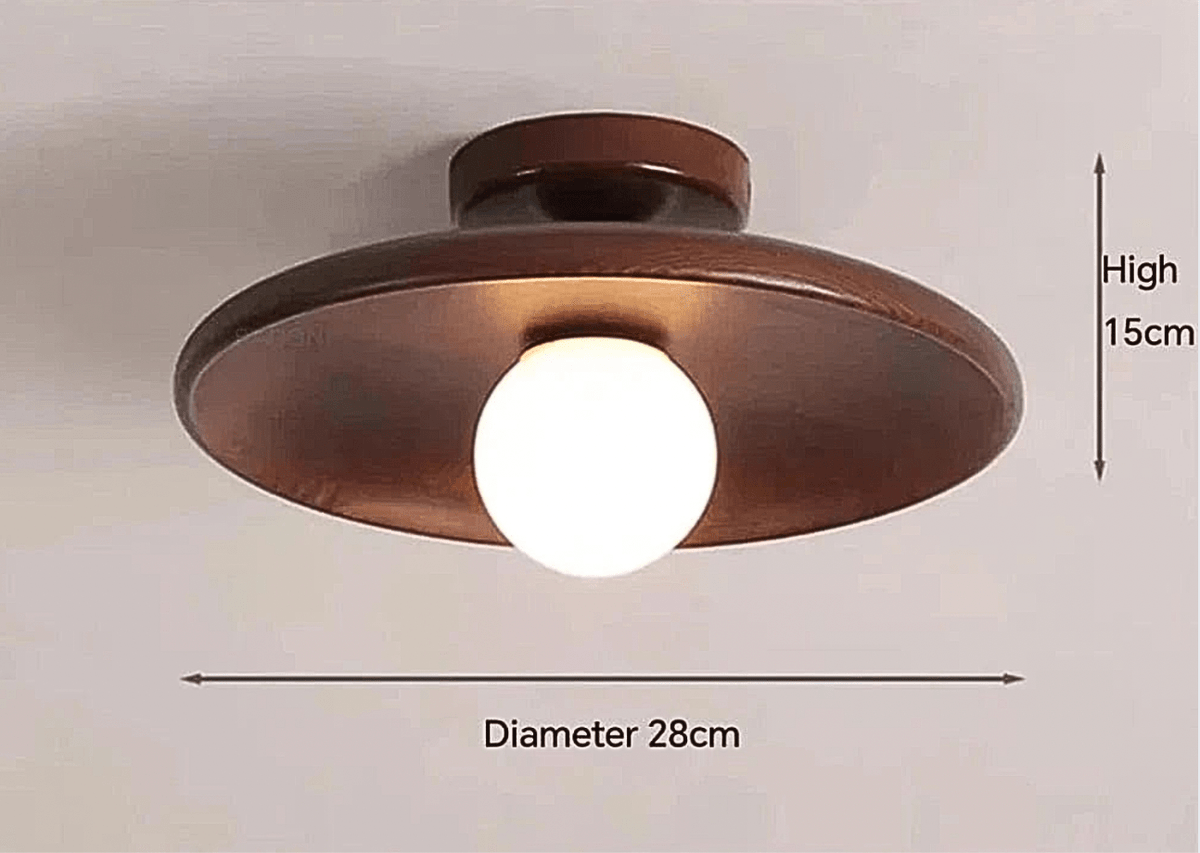 BOIS NOYER 28 CM / SANS AMPOULE Plafonnier bois scandinave