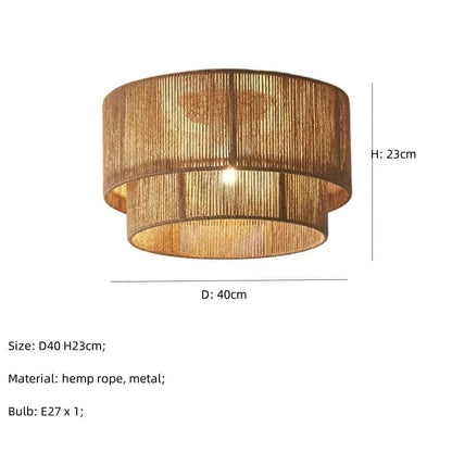 B D40cm / cool white 6000K Plafonnier en corde de chanvre