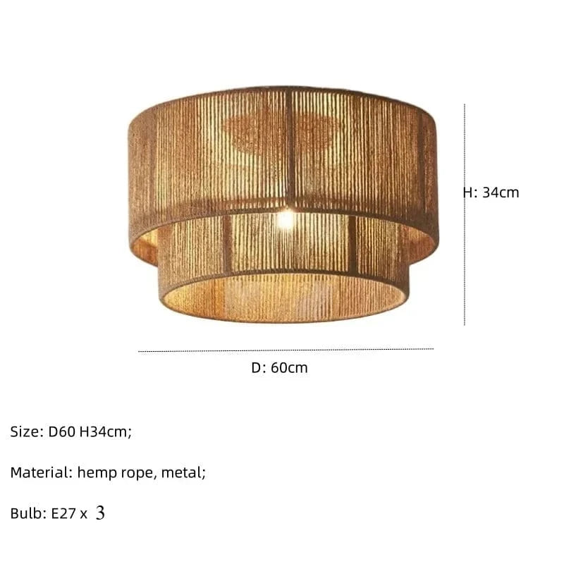 B D60cm / cool white 6000K Plafonnier en corde de chanvre