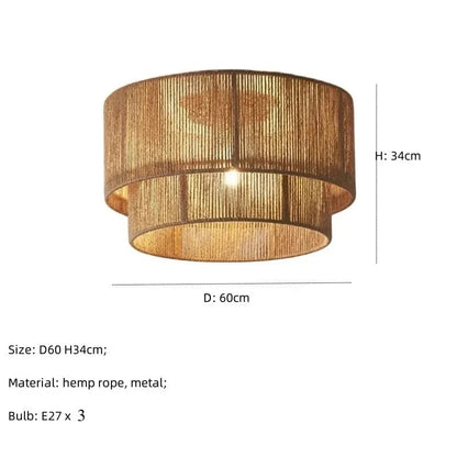 B D60cm / cool white 6000K Plafonnier en corde de chanvre