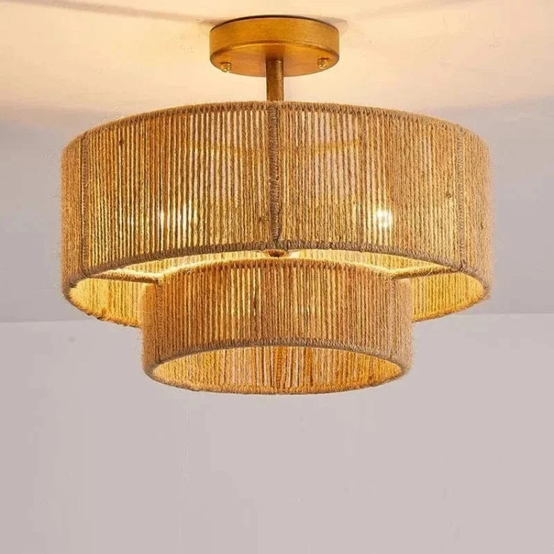 Plafonnier en corde de chanvre