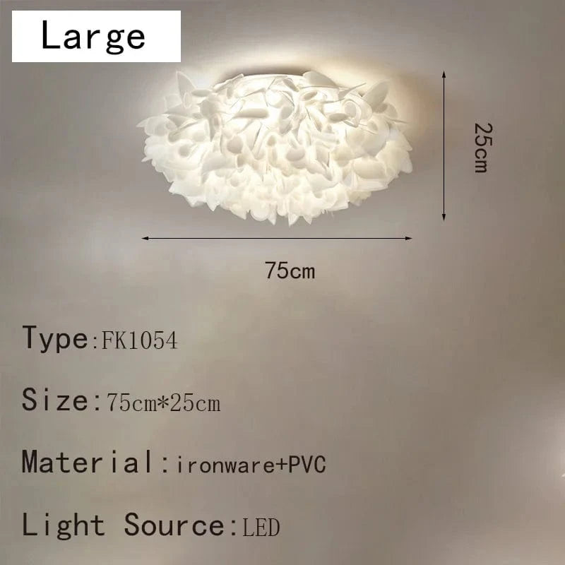 A-Diamètre 75cm / TÉLÉCOMMANDE + LUMIÈRE CHAUDE FROIDE ET NEUTRE Plafonnier en plume