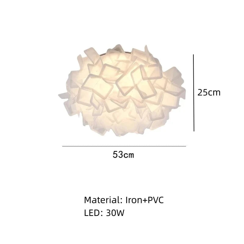 B-Diamètre 53cm / TÉLÉCOMMANDE + LUMIÈRE CHAUDE FROIDE ET NEUTRE Plafonnier en plume