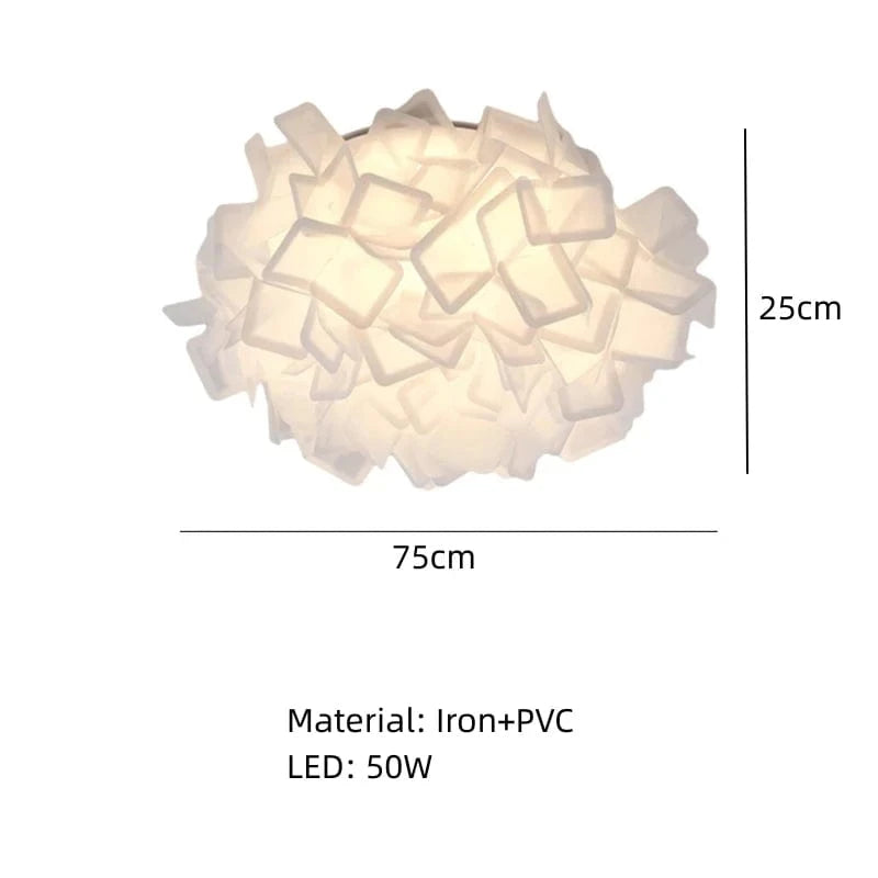 B-Diamètre 75cm / TÉLÉCOMMANDE + LUMIÈRE CHAUDE FROIDE ET NEUTRE Plafonnier en plume