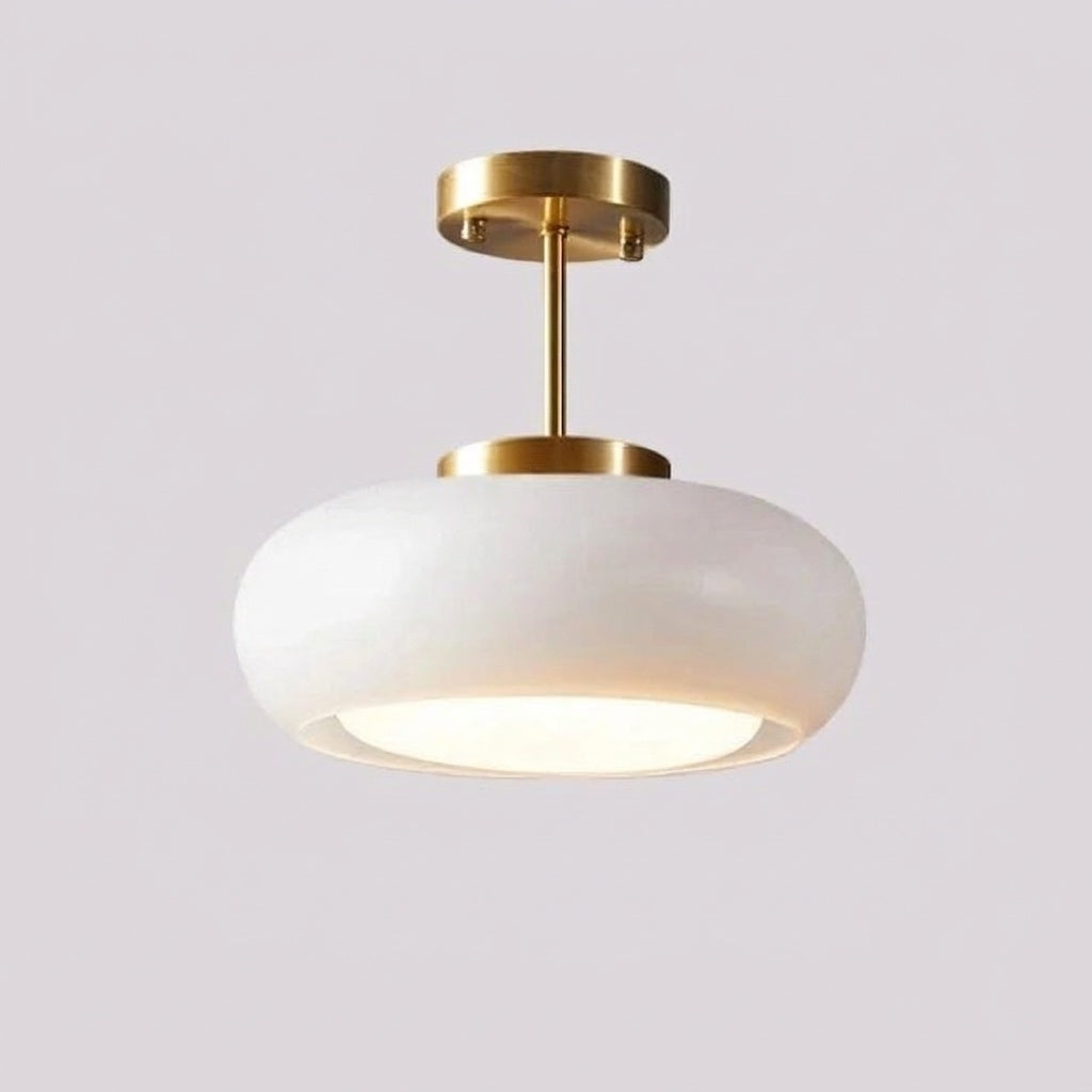 Plafonnier en verre orange style Bauhaus BLANC B / LUMIÈRE CHAUDE
