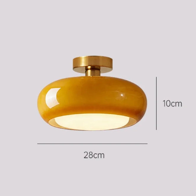 JAUNE A / LUMIÈRE CHAUDE Plafonnier en verre orange style Bauhaus
