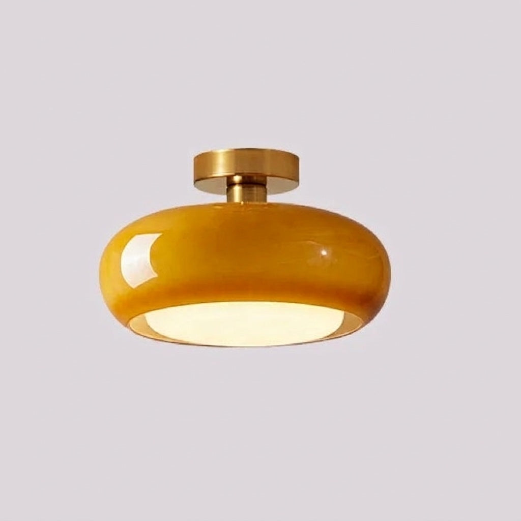 Plafonnier en verre orange style Bauhaus JAUNE A / LUMIÈRE FROIDE