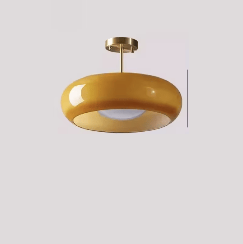 JAUNE B 40 CM / LUMIÈRE CHAUDE Plafonnier en verre orange style Bauhaus