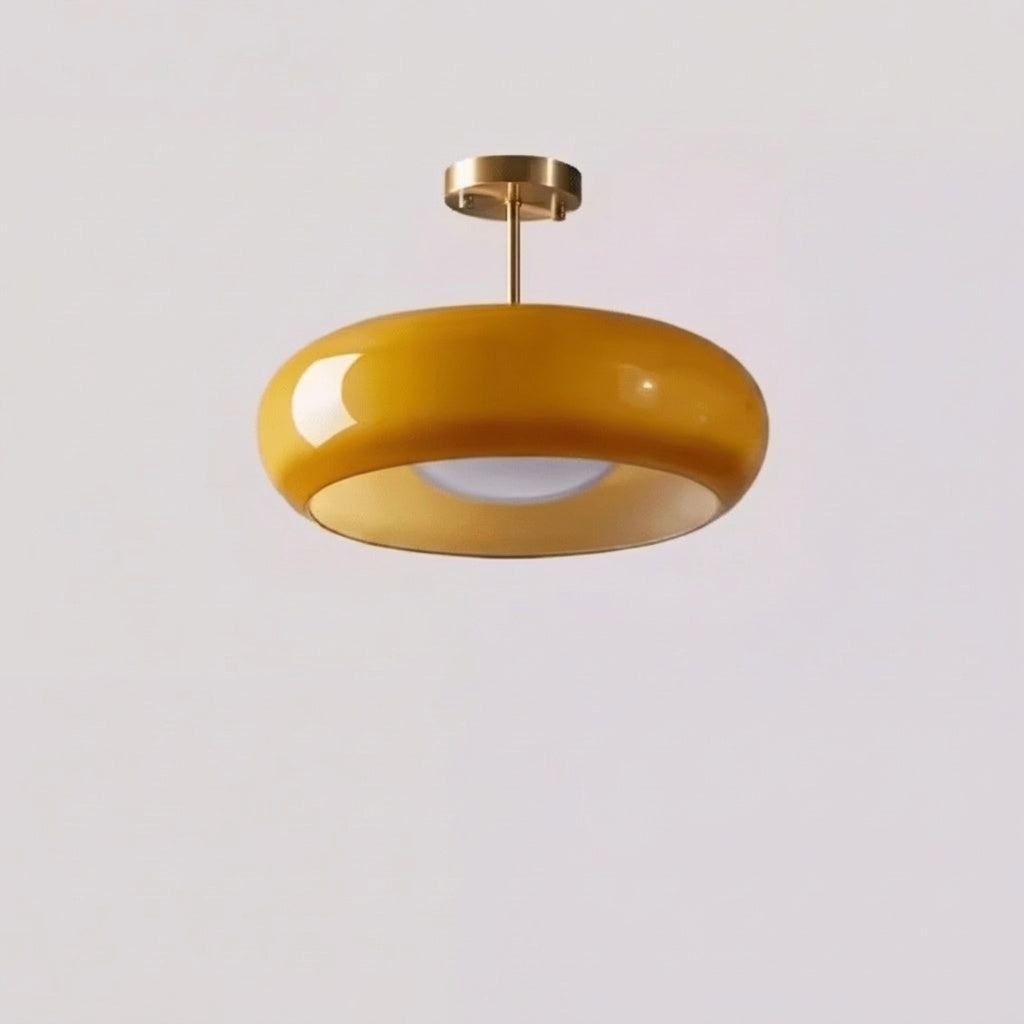 Plafonnier en verre orange style Bauhaus JAUNE B 40 CM / LUMIÈRE FROIDE