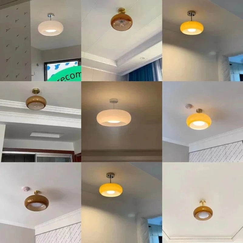 Plafonnier en verre orange style Bauhaus