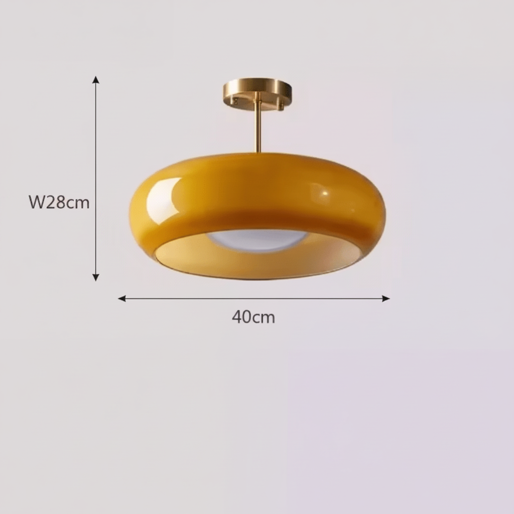 Plafonnier en verre orange style Bauhaus