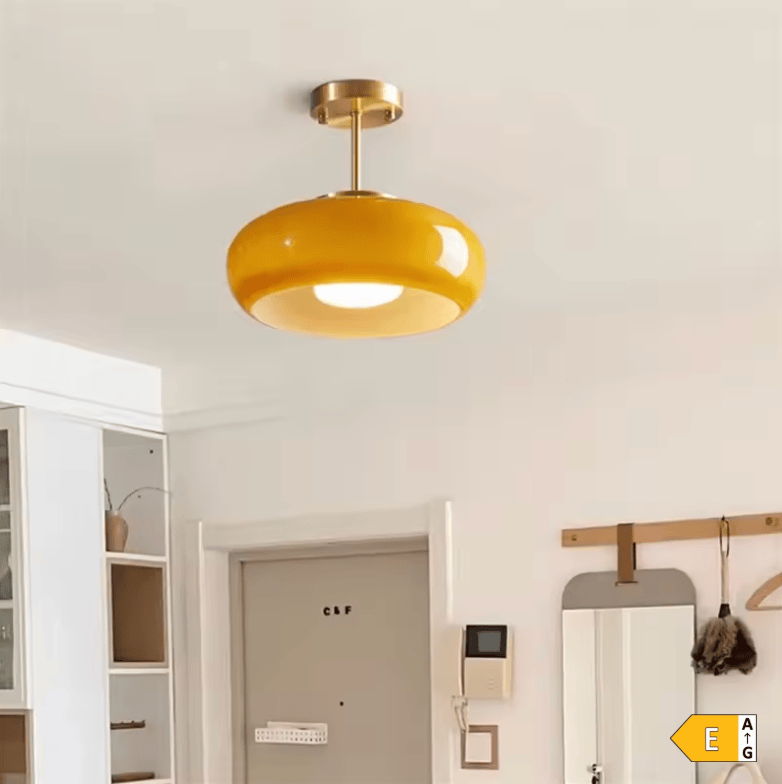 Plafonnier en verre orange style Bauhaus