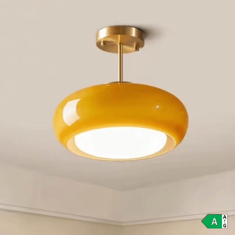 Plafonnier en verre orange style Bauhaus
