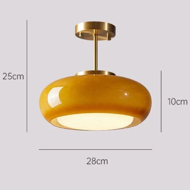 Yellow B / Warm White Plafonnier en verre orange style Bauhaus