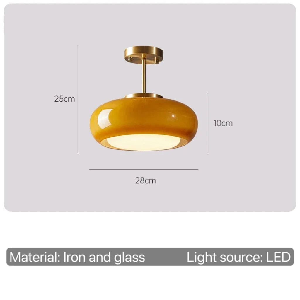 Yellow B / Warm White Plafonnier en verre orange style Bauhaus