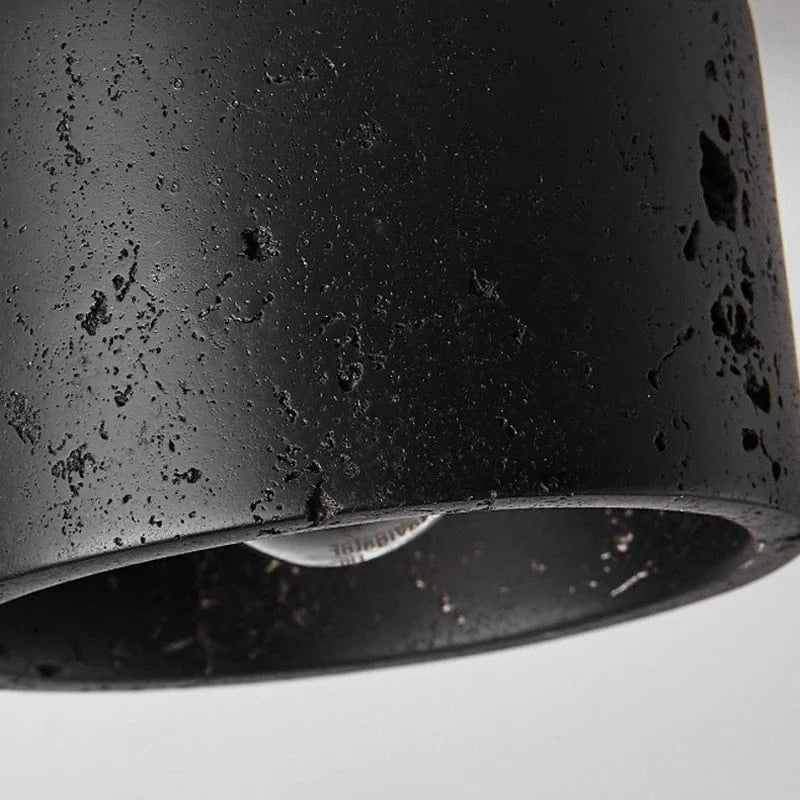 Random Texture / D120xH100mm / E27 Socket|No Bulb lncluded Plafonnier pierre de travertin noir