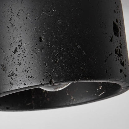 Random Texture / D120xH100mm / E27 Socket|No Bulb lncluded Plafonnier pierre de travertin noir