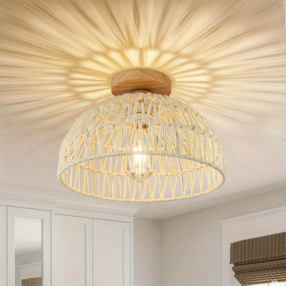 COULEUR BLANC Plafonnier tressé