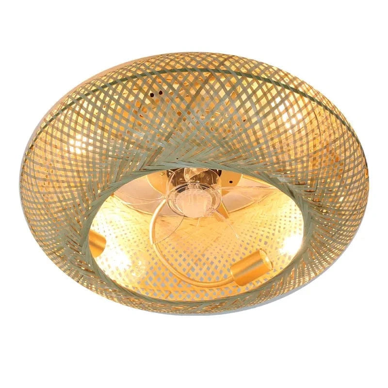 Plafonnier ventilateur rotin