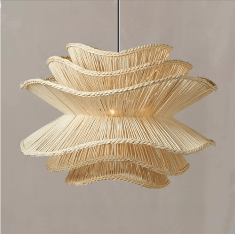 ROTIN CLAIR / 60x50 CM / AMPOULE LUMIÈRE CHAUDE Suspension en rotin design