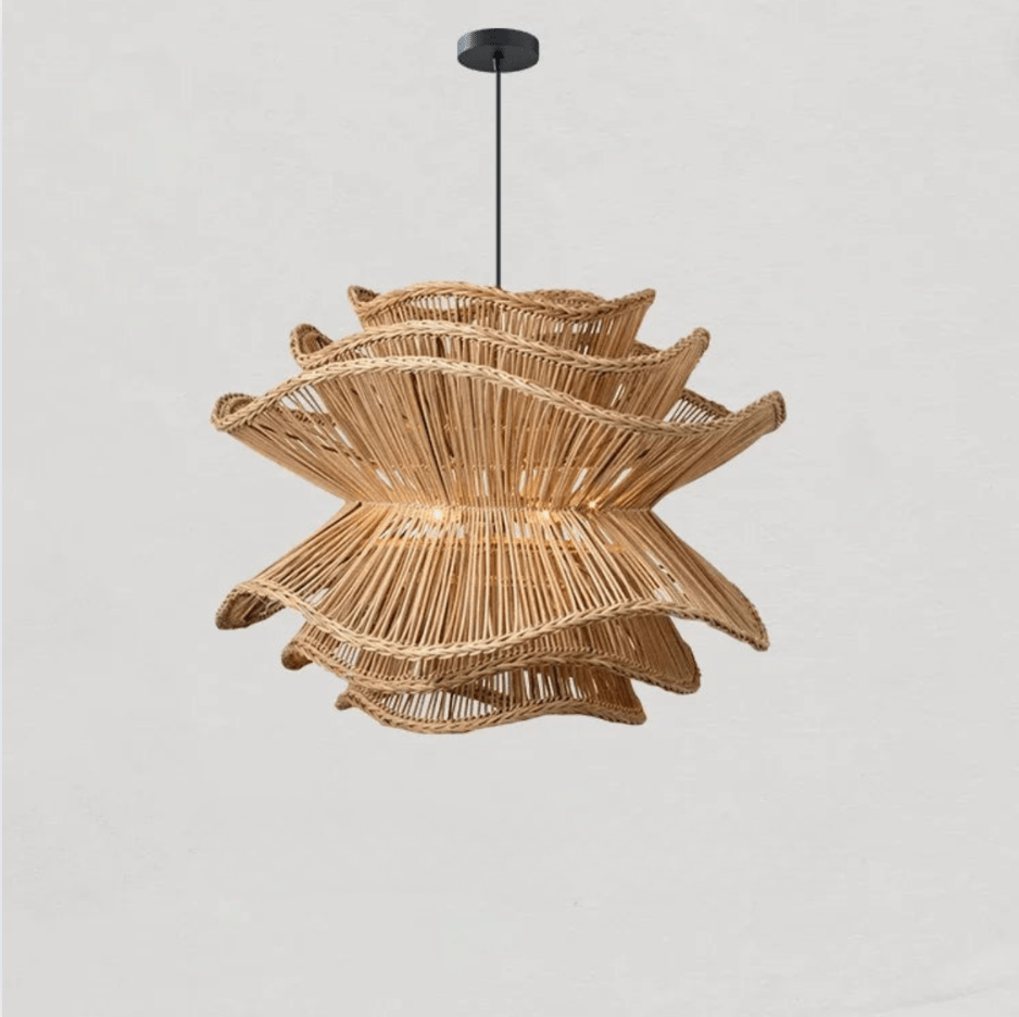 ROTIN FONCÉ / 80x60 CM / AMPOULE LUMIÈRE CHAUDE Suspension en rotin design