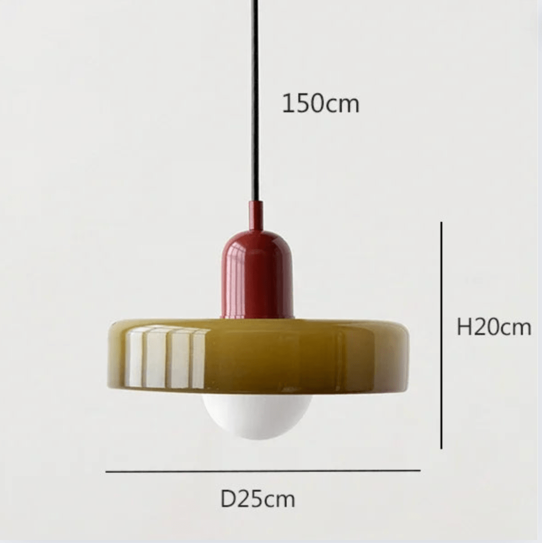 ROUGE ET VERT / LUMIÈRE FROIDE Suspension scandinave vintage