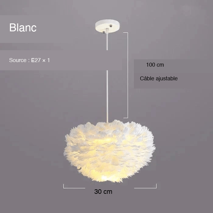 BLANC 30 CM Suspension à plumes