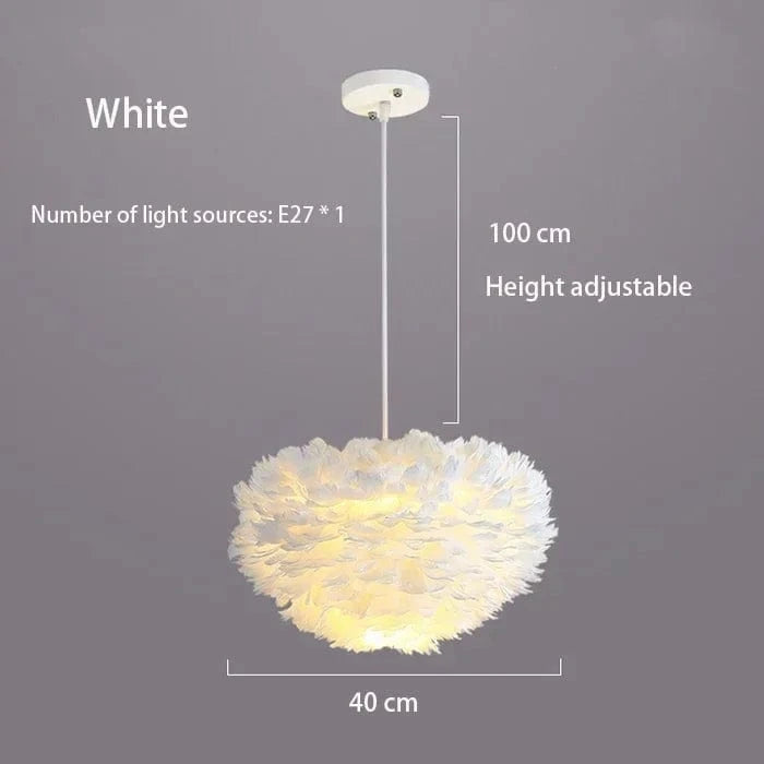 BLANC 40 CM Suspension à plumes