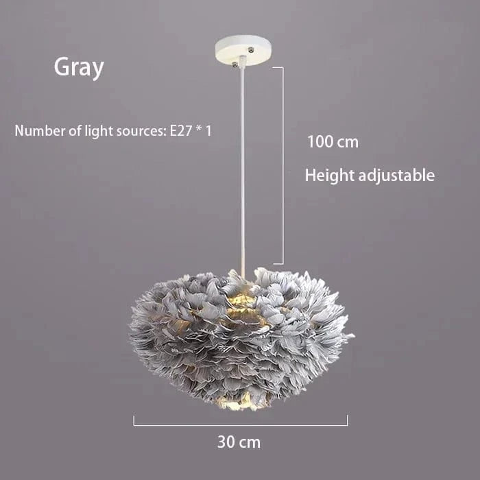 GRIS 30 CM Suspension à plumes