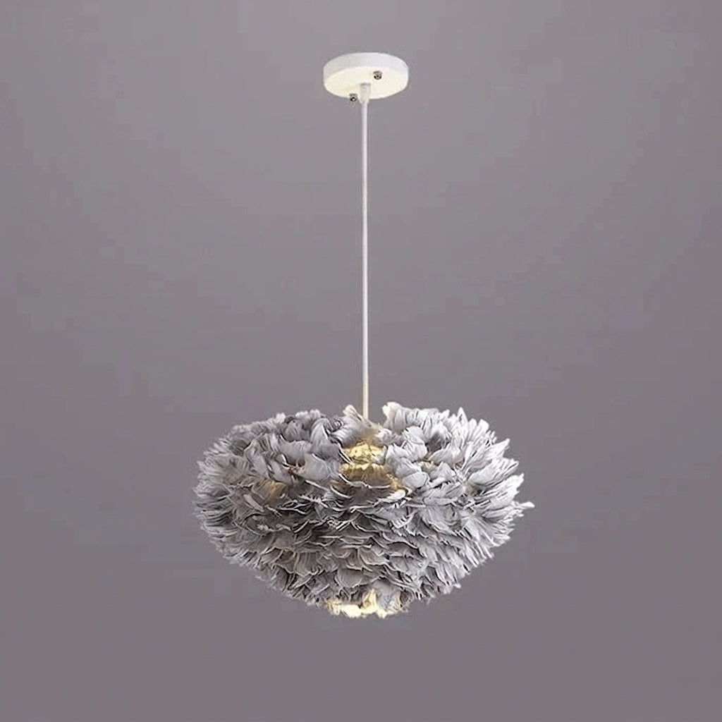 Suspension à plumes GRIS 40 CM