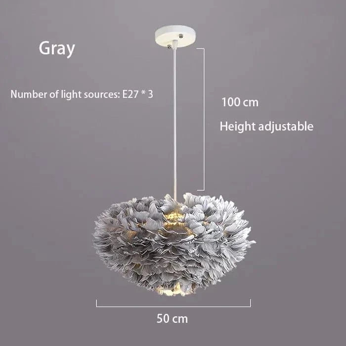 GRIS 50 CM Suspension à plumes