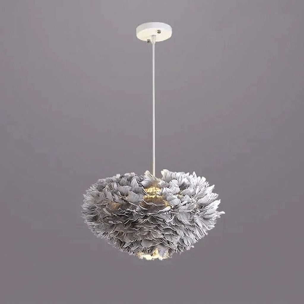 Suspension à plumes GRIS 50 CM