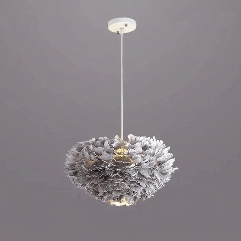Suspension à plumes GRIS 60 CM