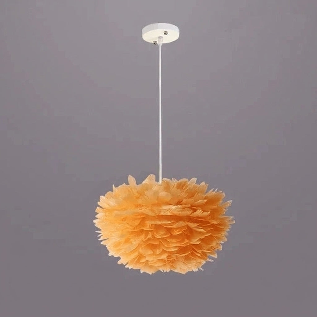 Suspension à plumes ORANGE 40 CM