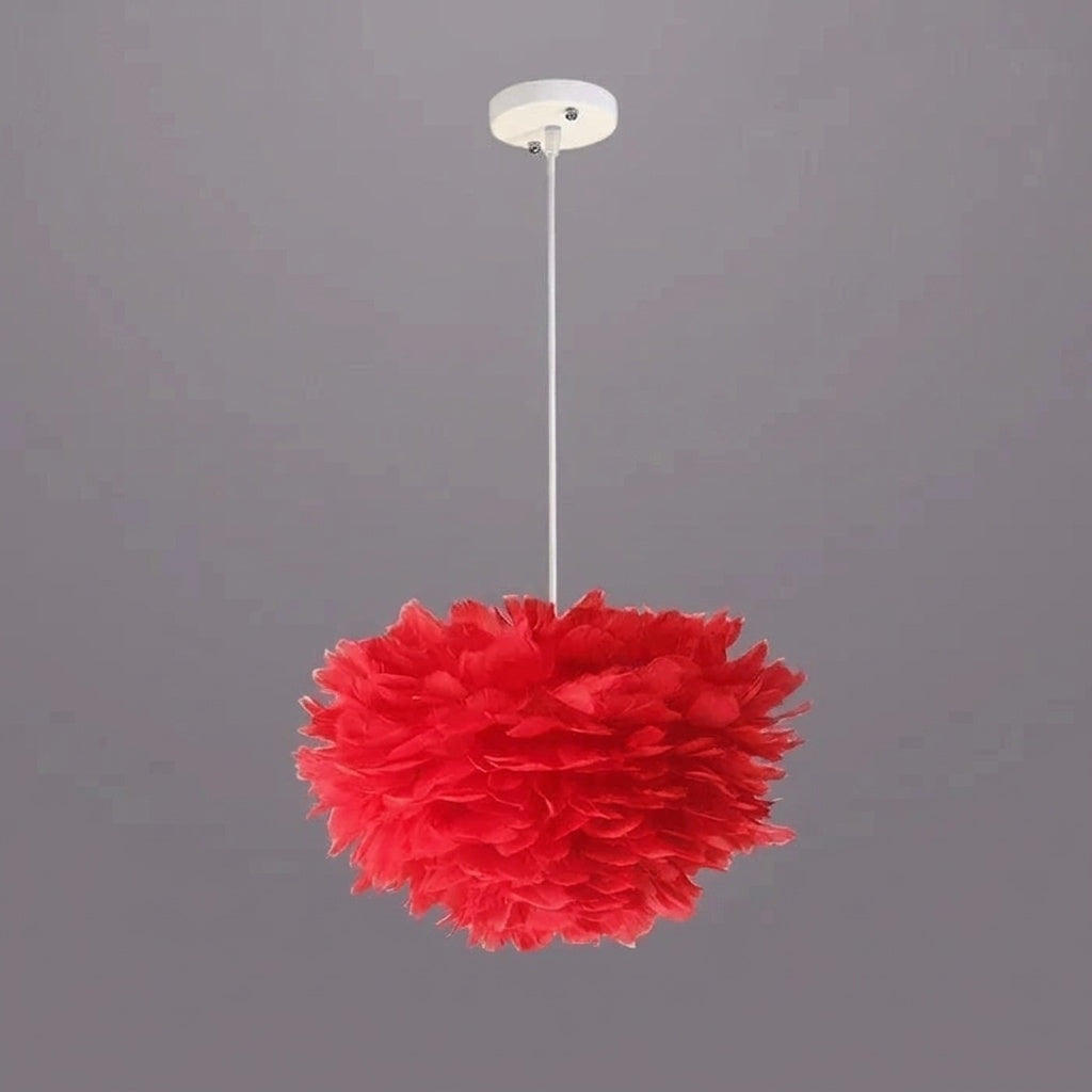 Suspension à plumes ROUGE 30 CM
