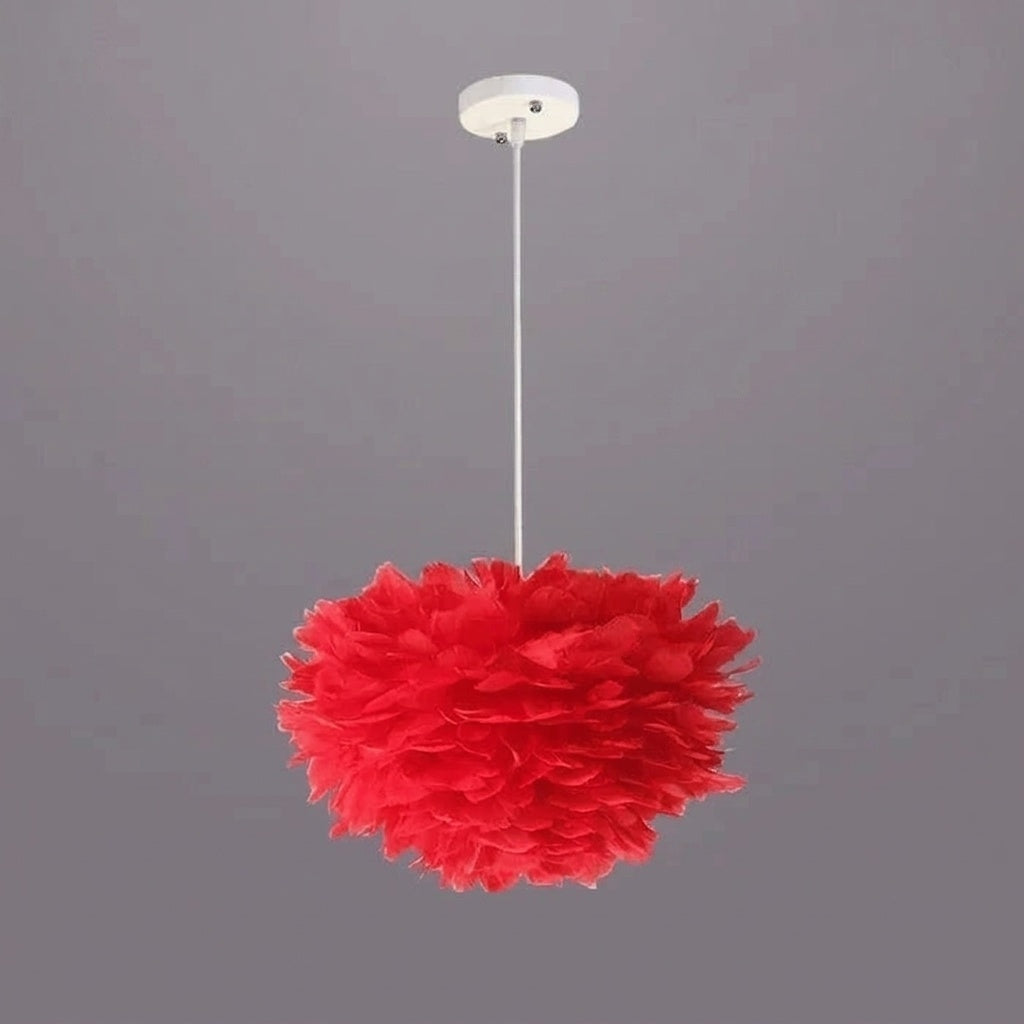 Suspension à plumes ROUGE 40 CM