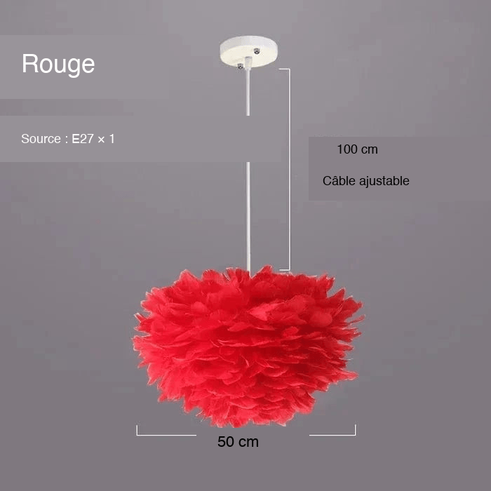 ROUGE 50 CM Suspension à plumes