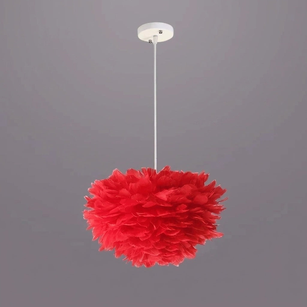 Suspension à plumes ROUGE 60 CM