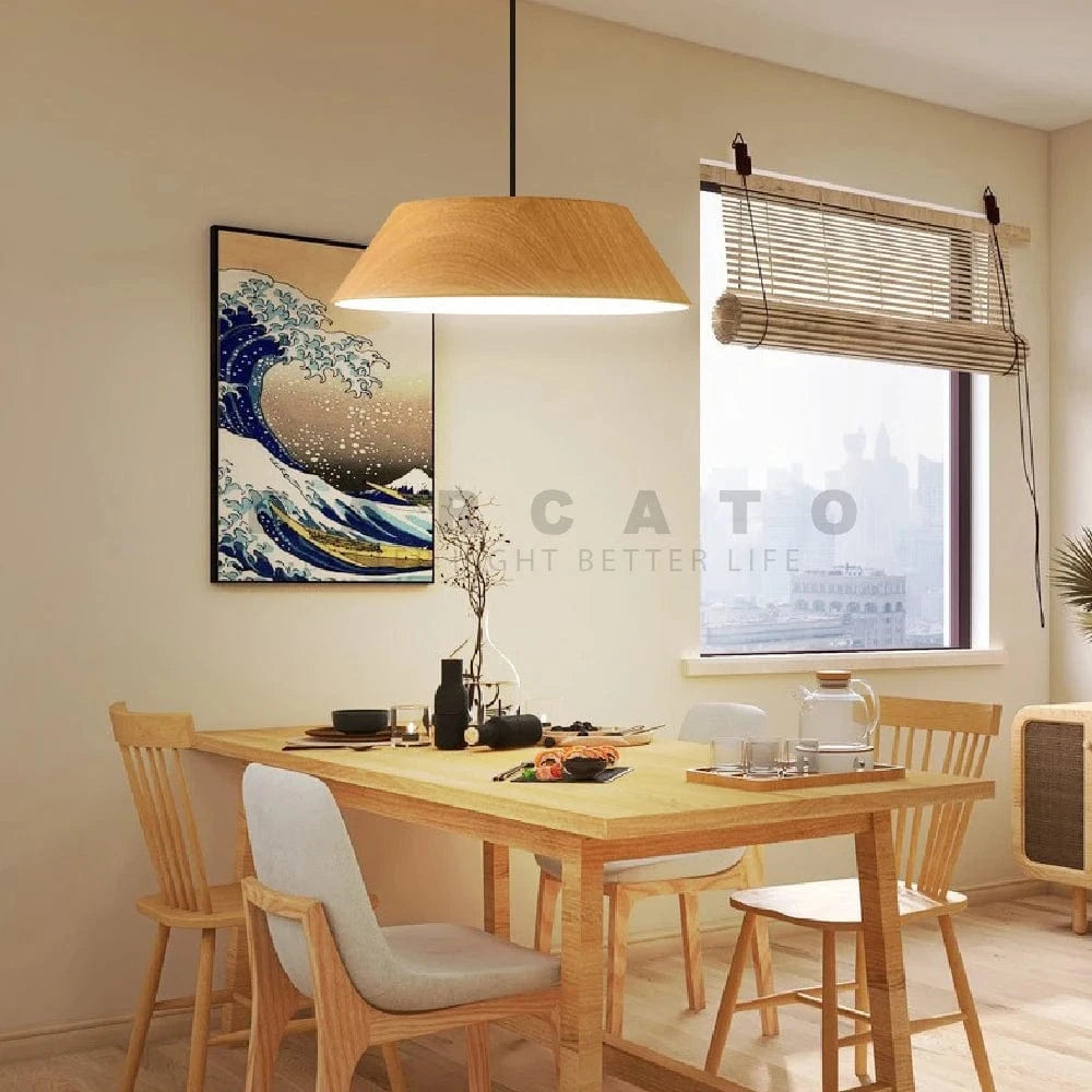 Suspension abat-jour en bois