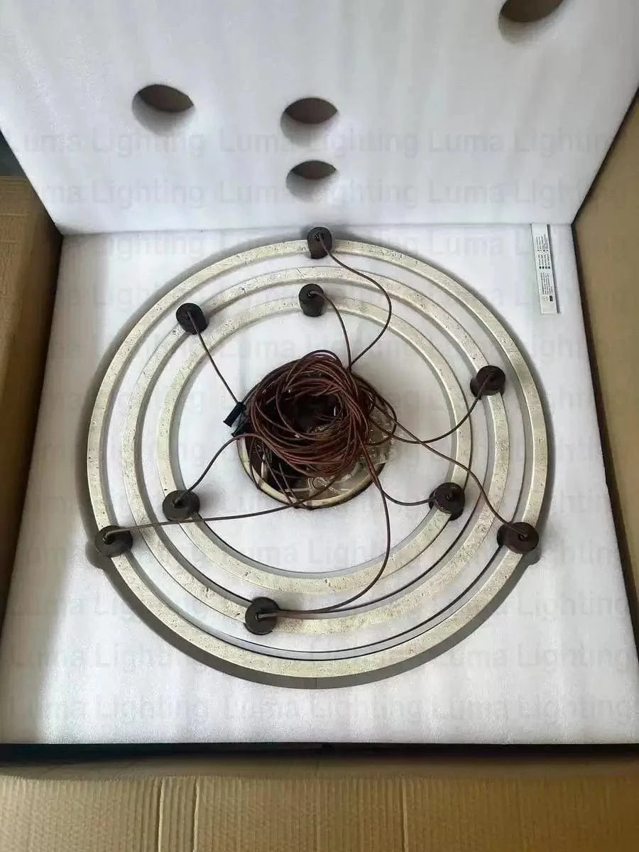 Suspension anneaux en pierre de travertin