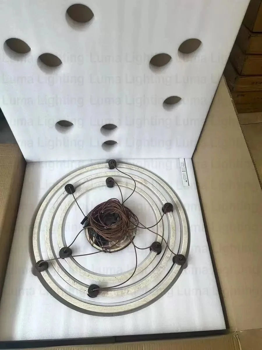 Suspension anneaux en pierre de travertin