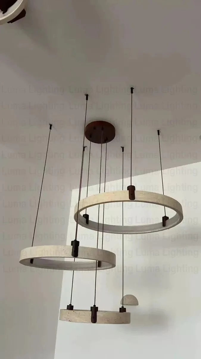 Suspension anneaux en pierre de travertin