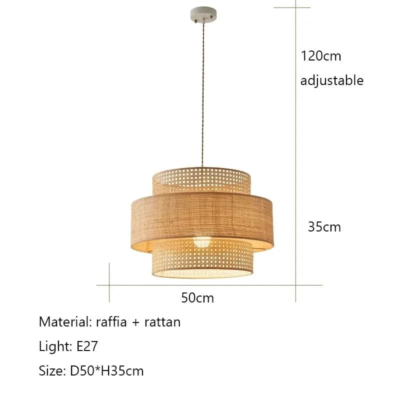 DIAMÈTRE 50CM Suspension avec abat-jour en rotin