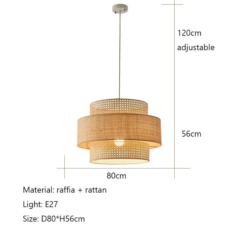 DIAMÈTRE 80CM Suspension avec abat-jour en rotin